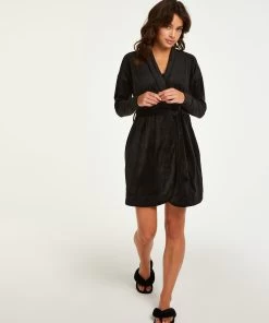 Badjas Velours - Zwart