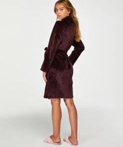 Korte Badjas Fleece Rib - Rood -Lingerie Verkoop 169405 4