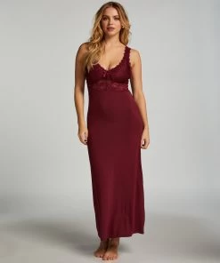 Slipdress Nora Lace Long - Rood