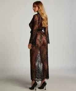 Lange Kimono Allover Lace - Zwart -Lingerie Verkoop 191638 4