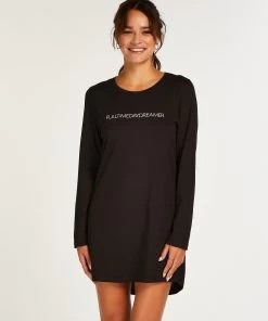 Nachthemd Ronde Hals - Zwart