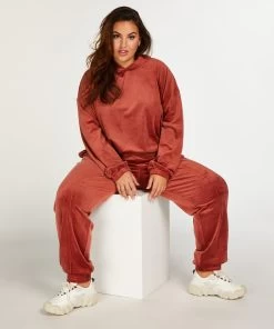 Joggingbroek Velours Pintuck - Oranje -Lingerie Verkoop 199418 12