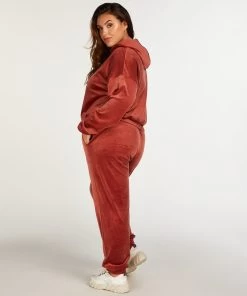 Joggingbroek Velours Pintuck - Oranje -Lingerie Verkoop 199418 13