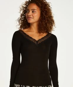 Pyjamatop Lange Mouwen Jersey - Zwart