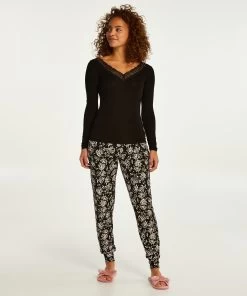 Pyjamatop Lange Mouwen Jersey - Zwart -Lingerie Verkoop 199829 3