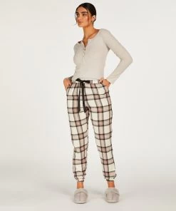 Petite Pyjamabroek Twill Check - Beige