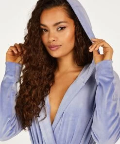 Korte Badjas Velours - Blauw 8 Korte Badjas Velours - Blauw -Lingerie Verkoop 201669 2