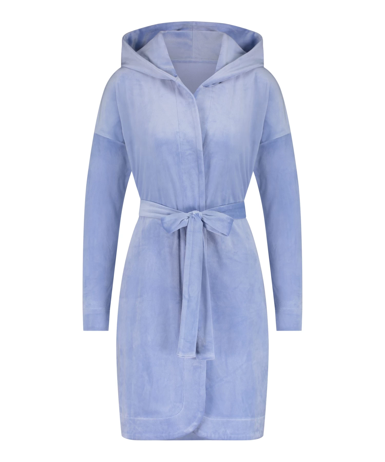 Korte Badjas Velours - Blauw 6 Korte Badjas Velours - Blauw - Afbeelding 4