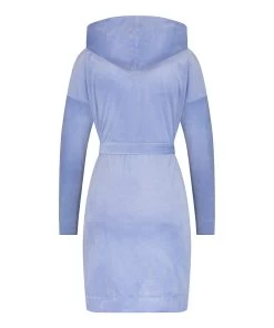 Korte Badjas Velours - Blauw 11 Korte Badjas Velours - Blauw -Lingerie Verkoop 201669 6