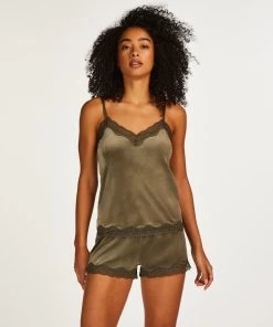 Shorts Velours Lace - Groen