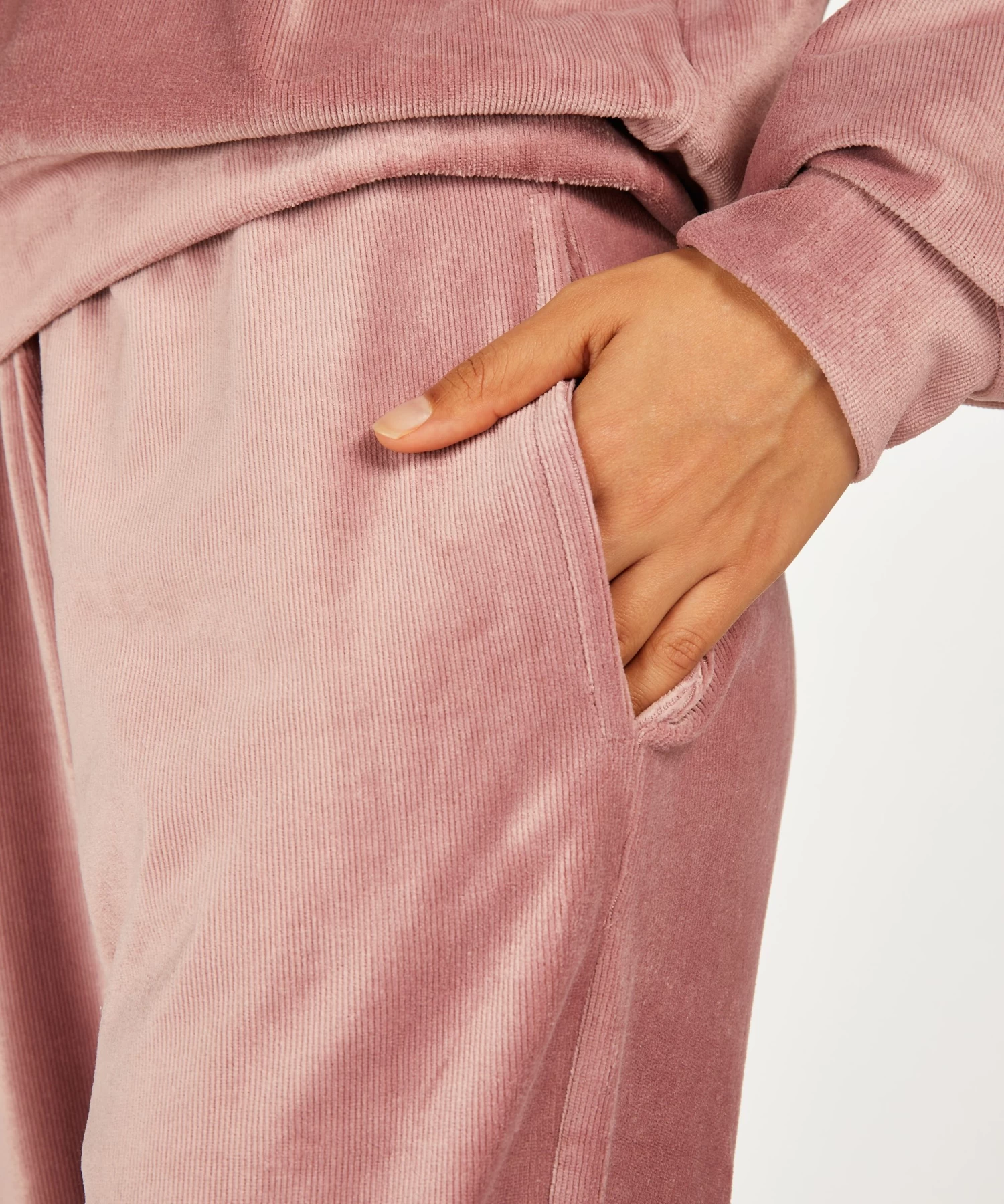 Joggingbroek Velours Rib - Roze 4 Joggingbroek Velours Rib - Roze - Afbeelding 2