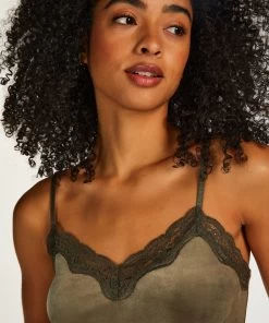 Cami Top Velours Lace - Groen -Lingerie Verkoop 201794 2