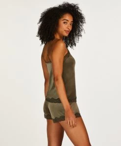 Cami Top Velours Lace - Groen -Lingerie Verkoop 201794 4