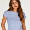Shirt Met Korte Mouwen Rib - Blauw -Lingerie Verkoop 201809 1