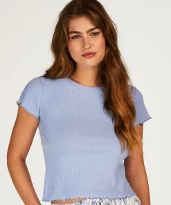 Shirt Met Korte Mouwen Rib - Blauw