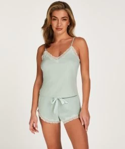 Cami Top Rib Lace - Groen 10 Cami Top Rib Lace - Groen -Lingerie Verkoop 202318 3
