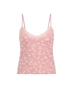 Cami Top Rib Lace - Roze -Lingerie Verkoop 202341 5