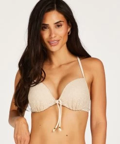 Voorgevormde Push-up Beugel Bikinitop Crochet - Wit