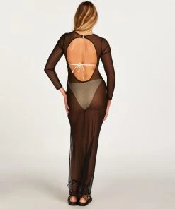 Lange Jurk Sheer - Zwart -Lingerie Verkoop 203353 4